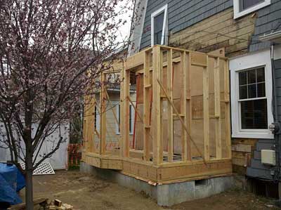 Framing for the new kitchen extension