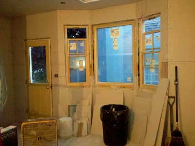 sheet rock in the bay window