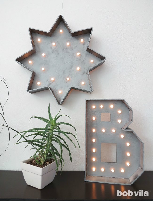 DIY Marquee Letter - Make a Faux Metal Light with Wood DIY Marquee Letter - Make a Faux Metal Light with Wood