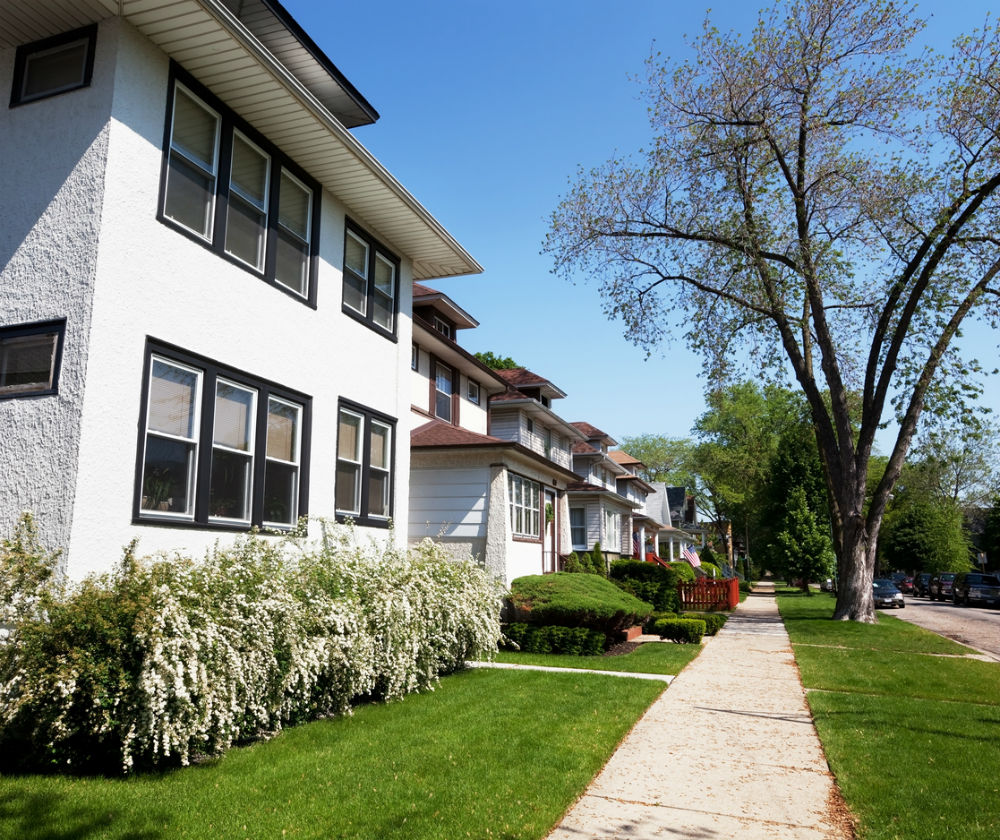 A Row of Foursquare Houses in Chicago