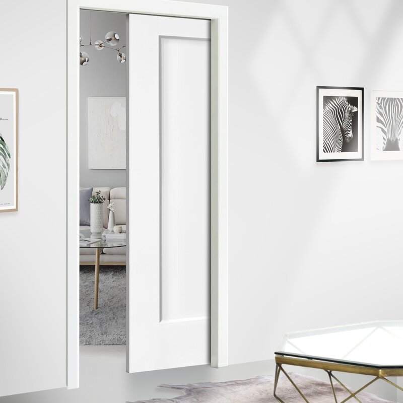 White wood pocket door