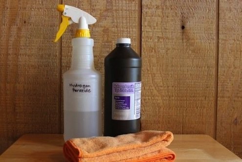 Hydrogen Peroxide cleaning solution in spray bottle