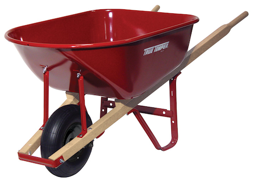 red steel wheelbarrow
