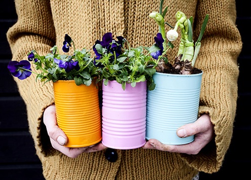 painted tin can planters
