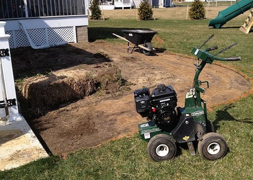 removing sod with sod cutting machine