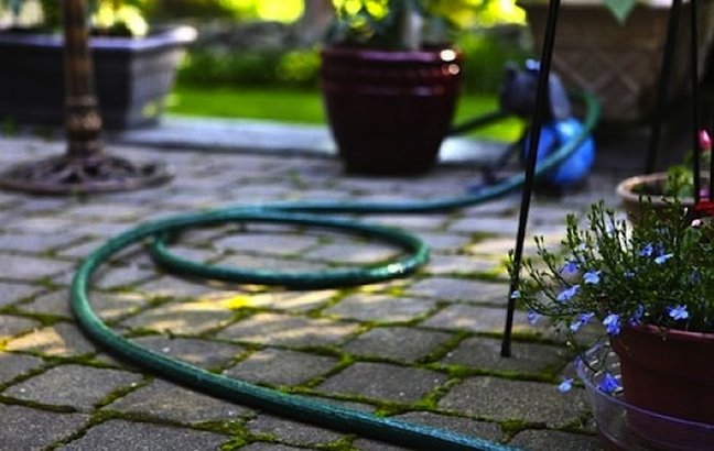 garden hose on patio