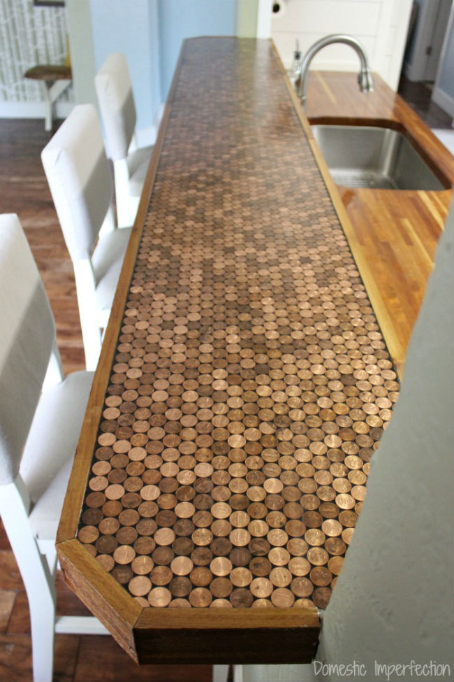 DIY Countertops Made with Pennies
