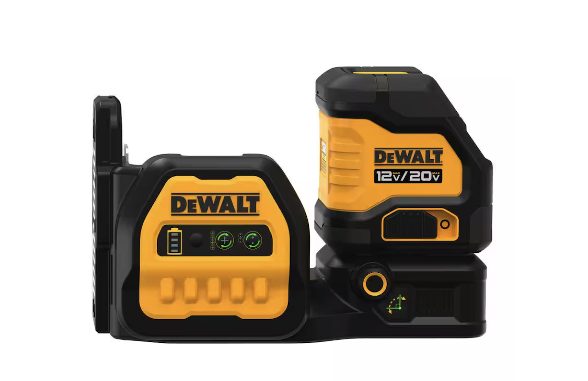 A yellow and black DeWalt laser level. 
