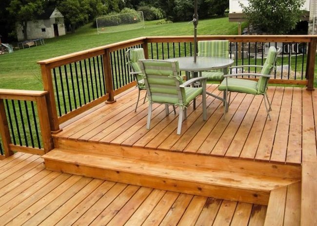 multi-level cedar wood deck