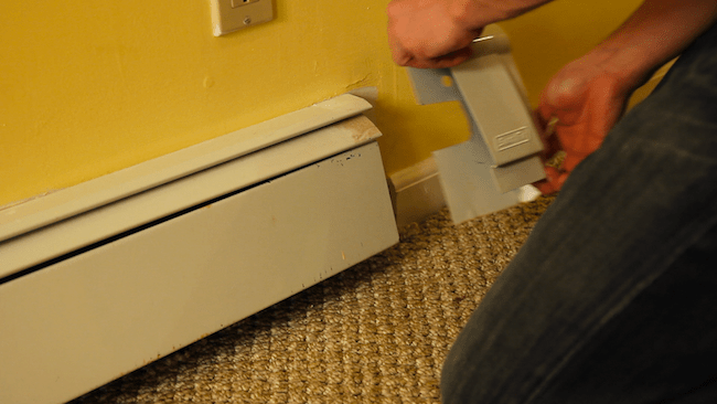 DIY Baseboard Heater Covers - Before
