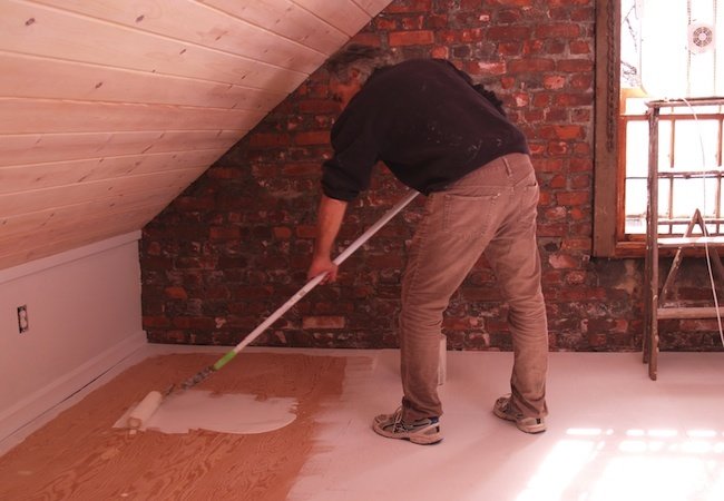 Painted Plywood Floors - Priming