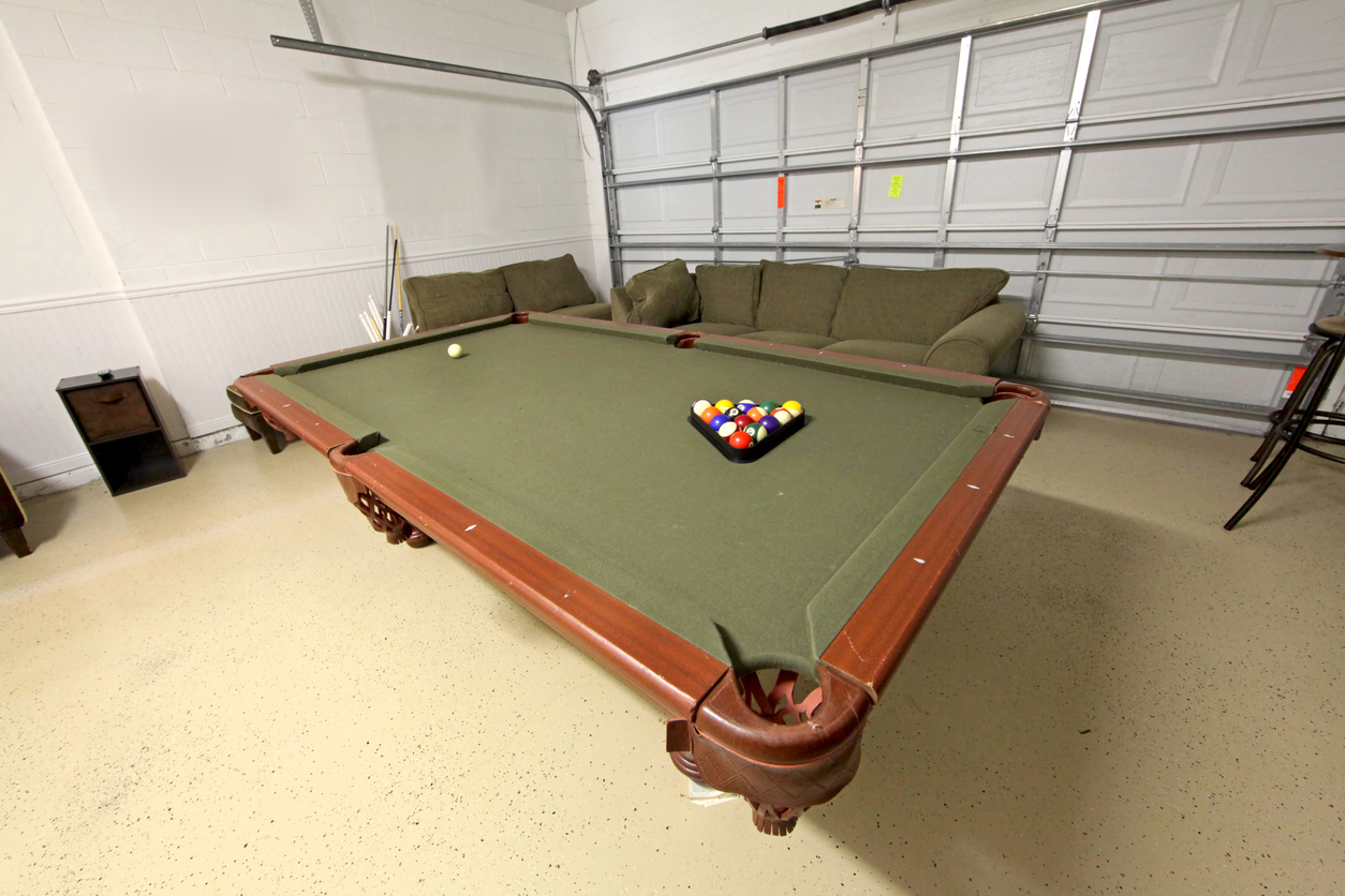 Pool table in garage