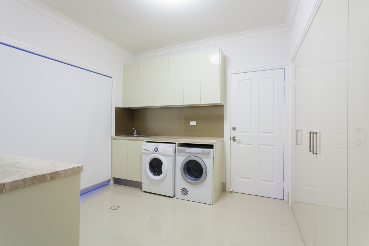 Garage converted to laundry room
