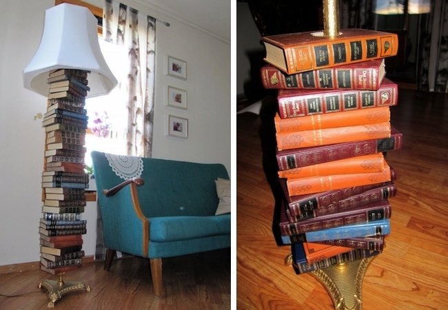 DIY Floor Lamp - Repurposed Books