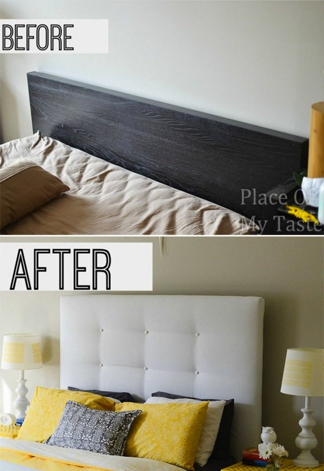 Before and After IKEA Hack DIY Headboard