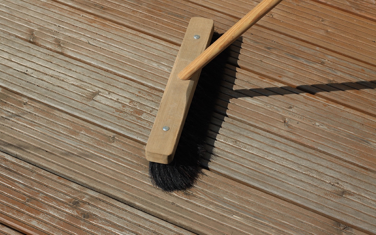 painting pressure treated wood - bristle broom