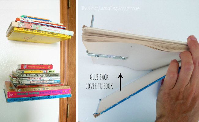 DIY Floating Shelves Made from Books