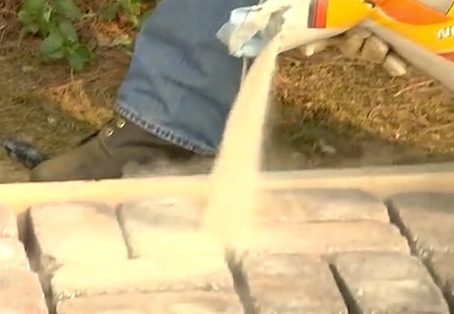 How to Make a Paver Patio - Joining Sand