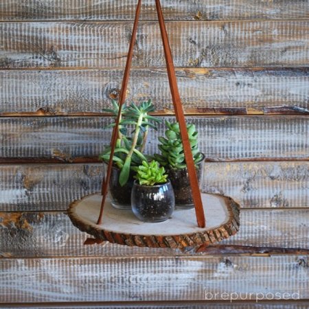 DIY Wood Slice Plant Stand