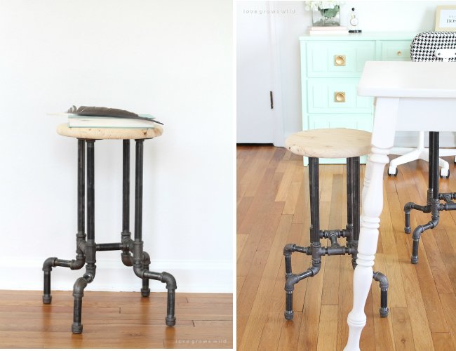 DIY Bar Stools - Built from Industrial Pipe