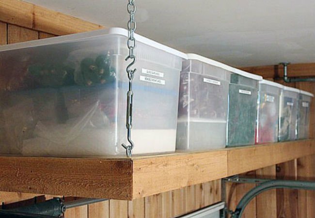 DIY Garage Shelves - Ceiling
