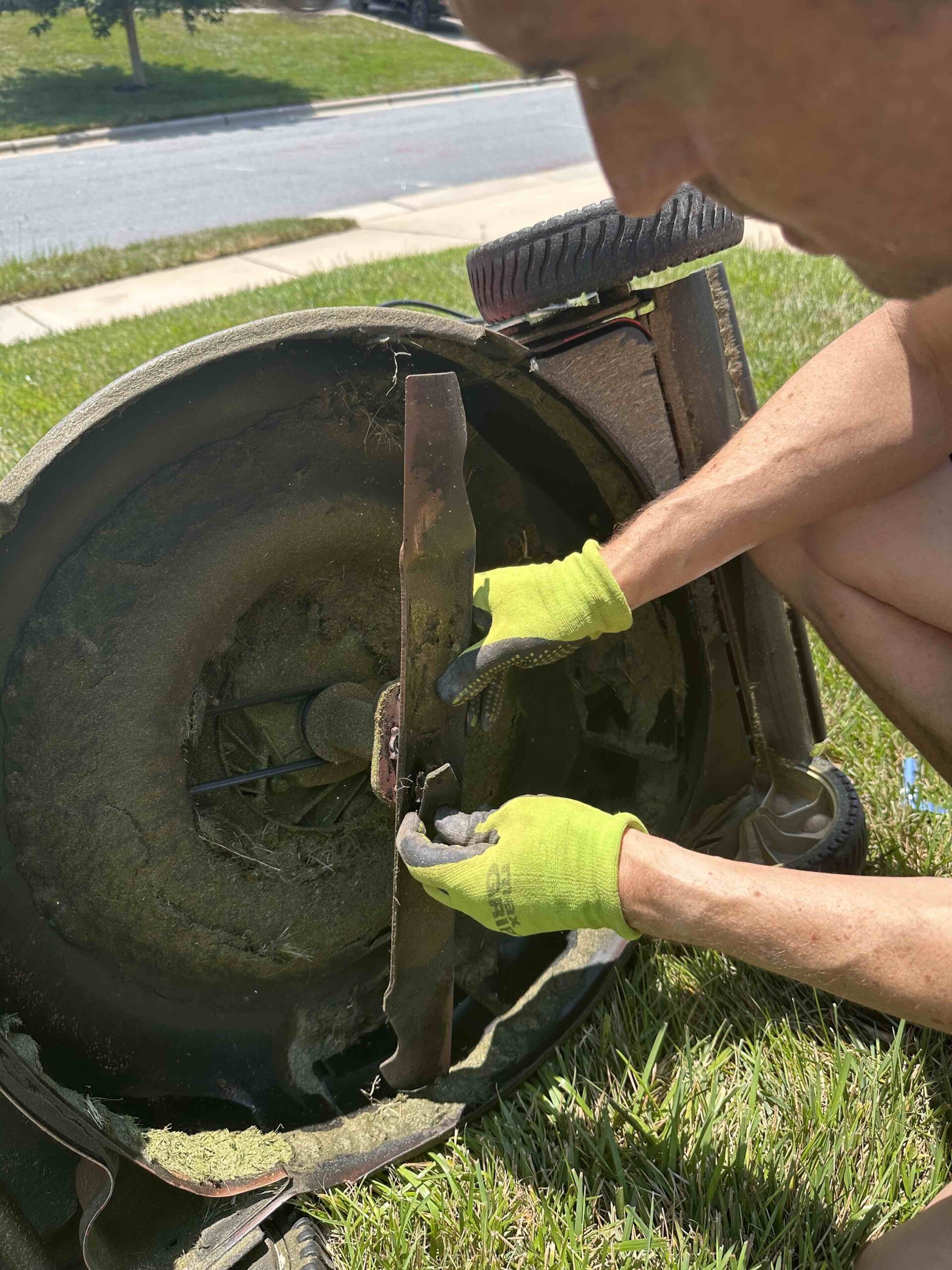 Re-installing lawn mower blade