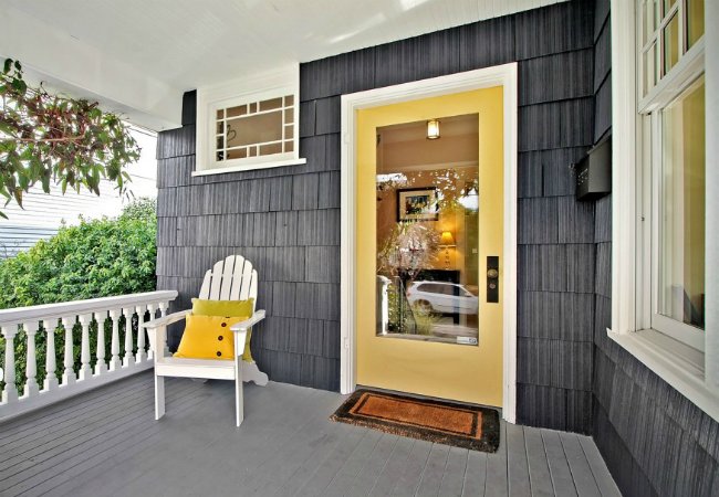 How to Paint a Metal Door - Steel Entry Door Colored Yellow