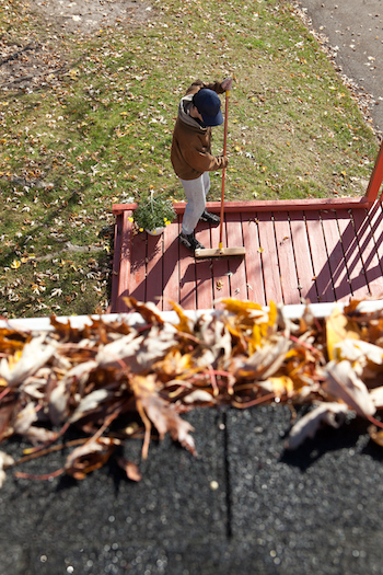 Deck Maintenance - Sweeping Leaves