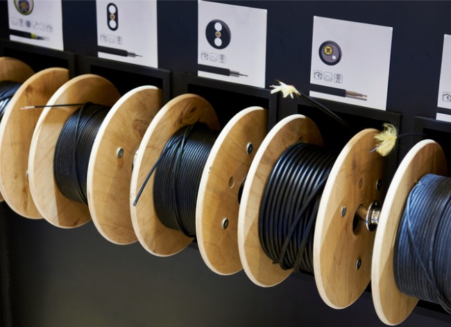 Spools of electrical wire side by side