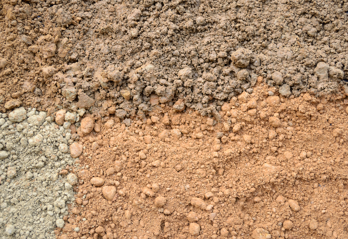 Silty soil in three hues.