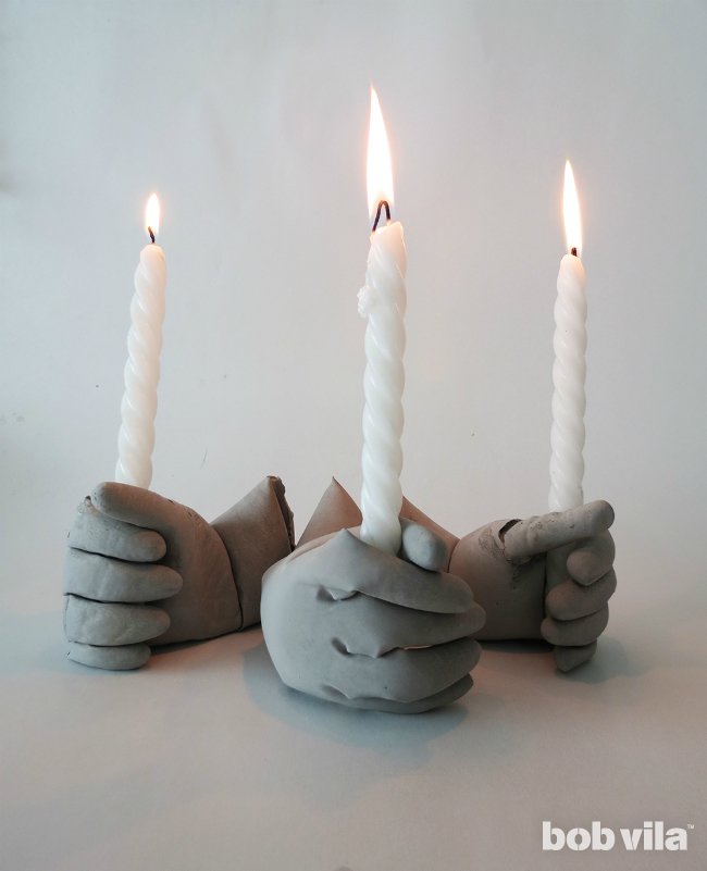 Concrete Candle Holders with Taper Candles