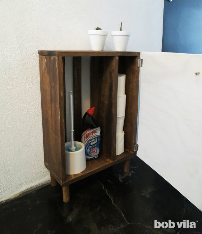 DIY Bathroom Storage Cabinet for Hiding Cleaning Supplies