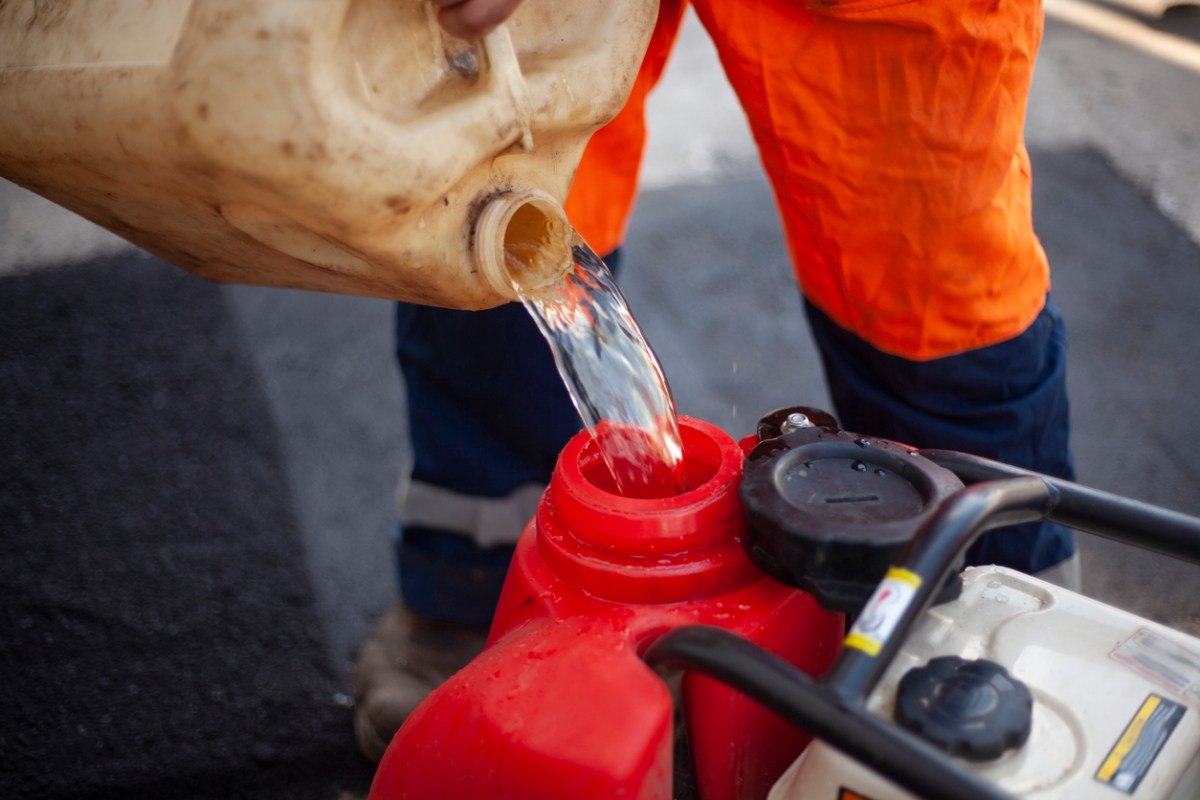 how to dispose of gasoline pouring gas into container