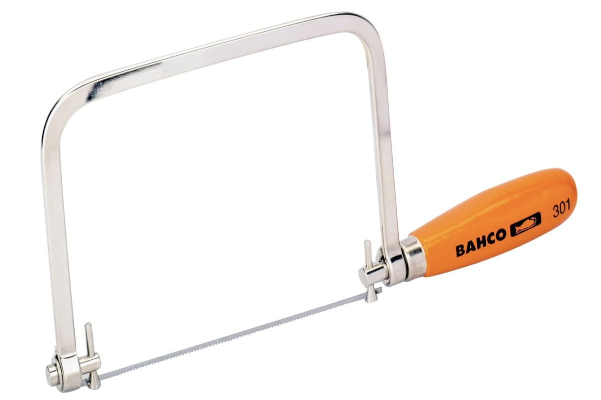 A handheld coping saw. 