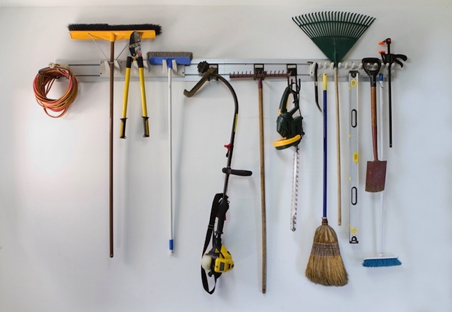 How to Organize a Garage - Garden Tools Garage Rack