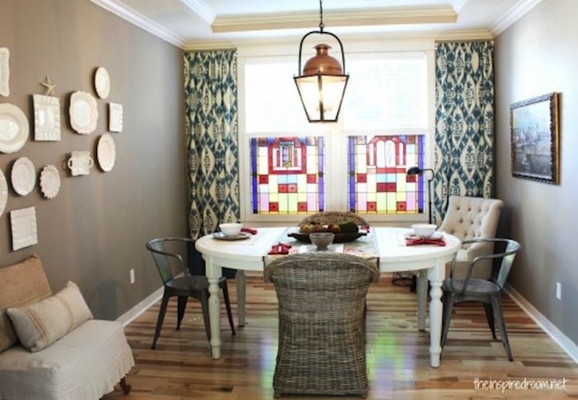 Small Dining Room Ideas - Tall Curtains