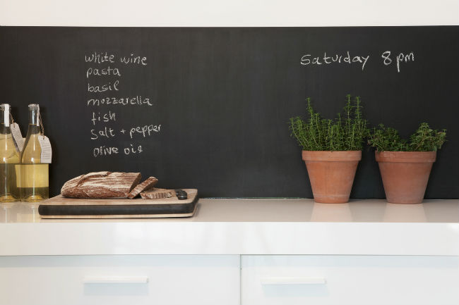 DIY a Removable Backsplash with Chalkboard Wallpaper