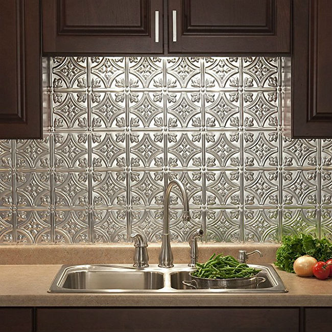 DIY a Small Removable Backsplash with Real Brushed Aluminum