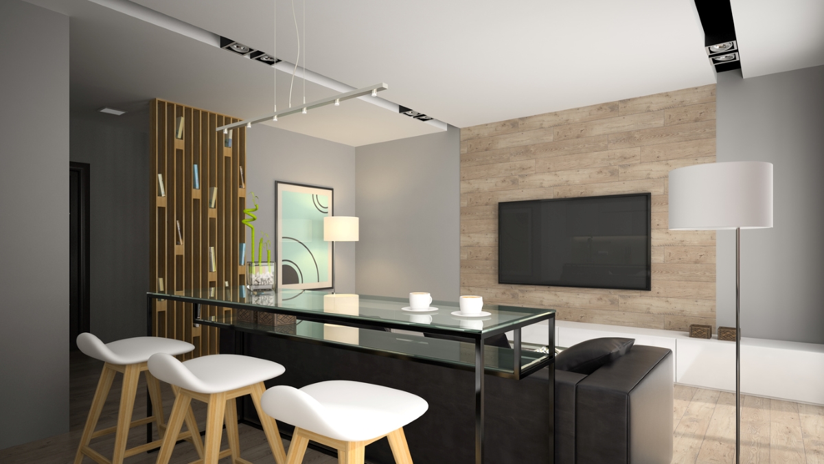 Mounted tv in living room
