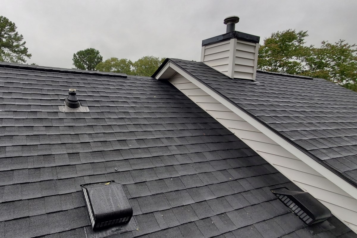 Architectural shingles on roof.