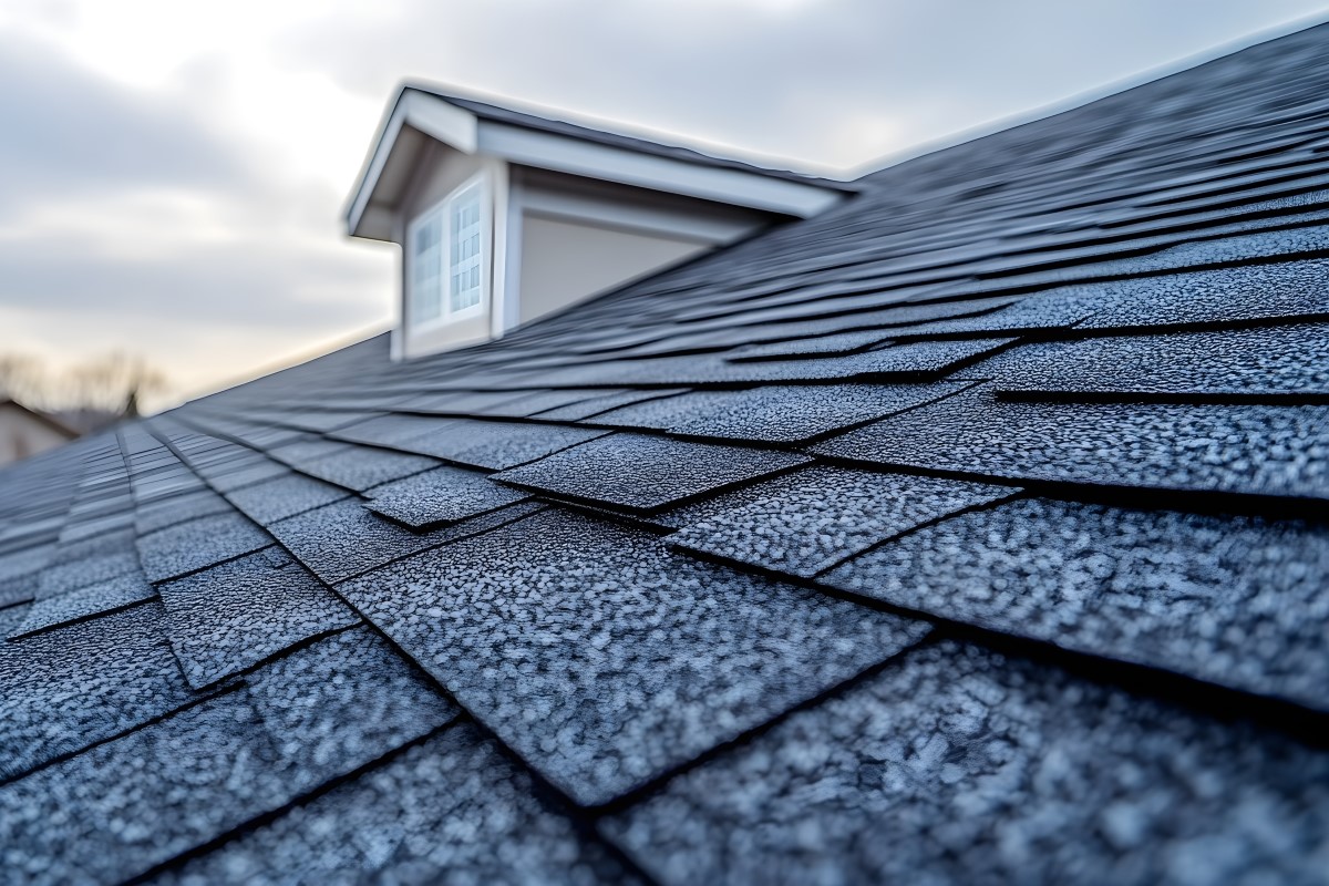 Impact resistant shingles on roof.