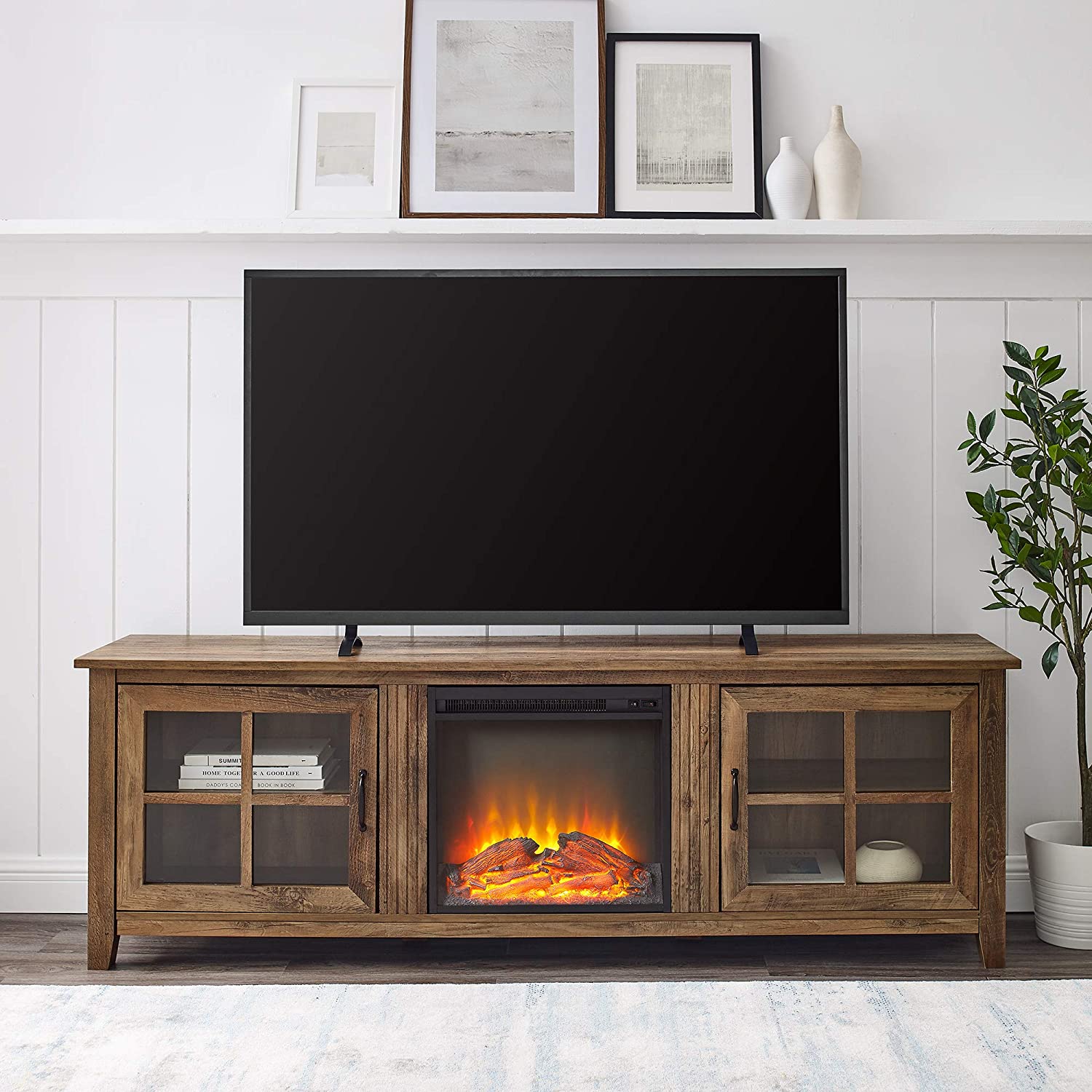 tv above fireplace walker edison fireplace tv stand