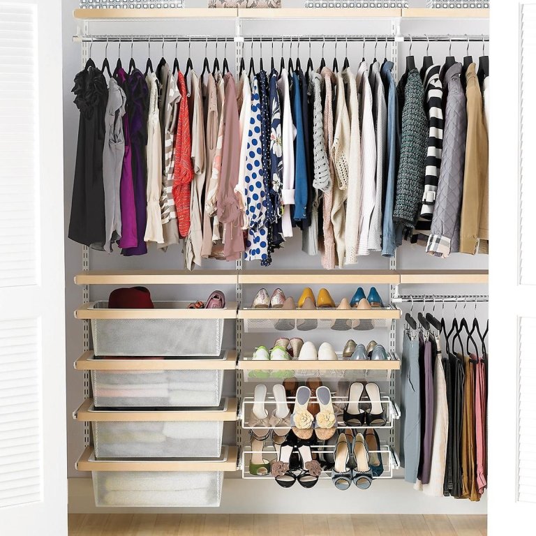 The Best Closet Systems Option: Elfa Décor 6' Birch & White Reach-In Clothes Closet