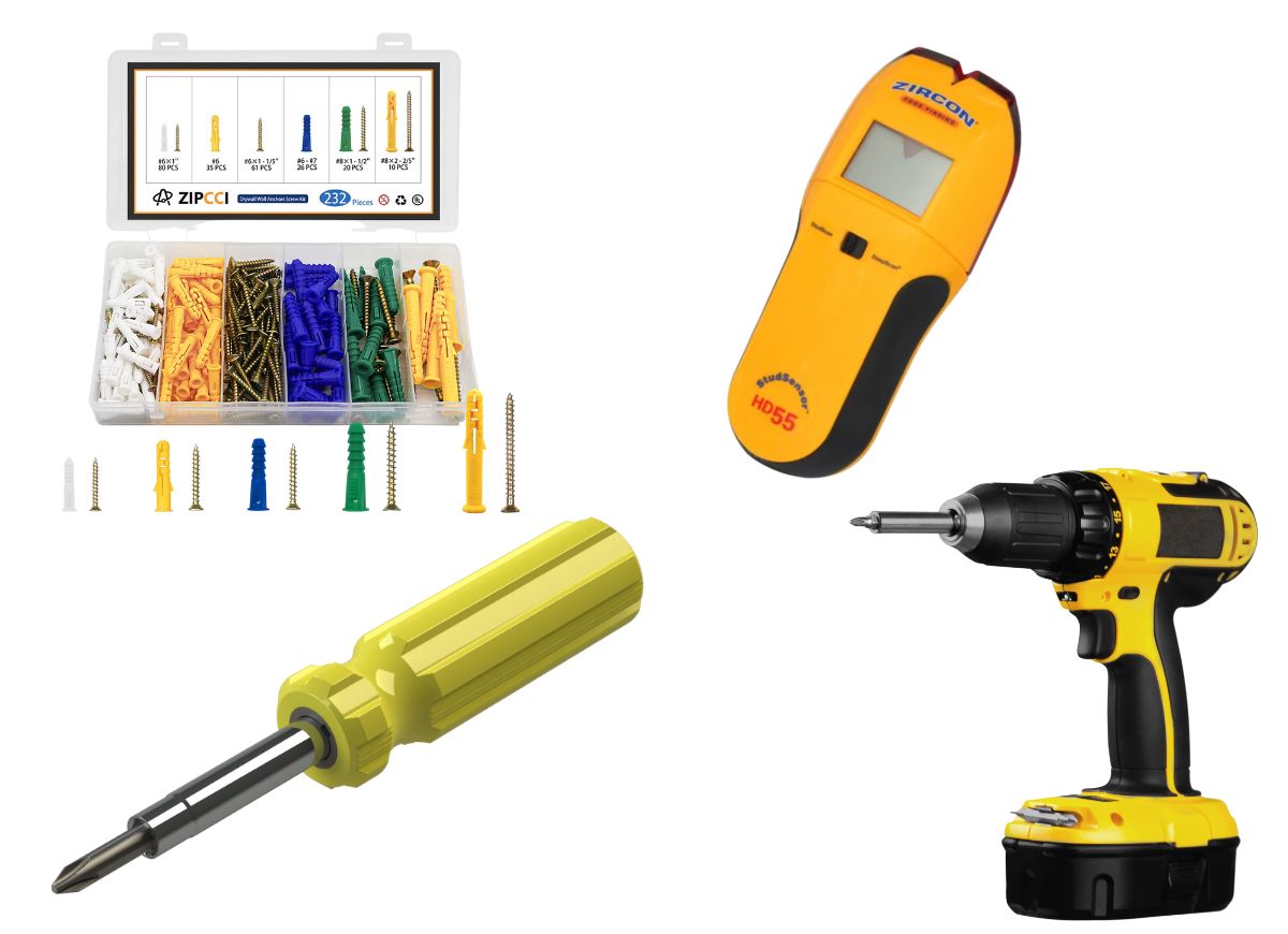 Amazon how to use drywall anchors drywall kit stud finder screwdriver drill