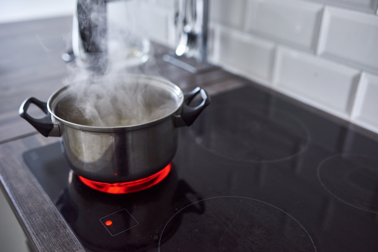 boiling pot on an electric range
