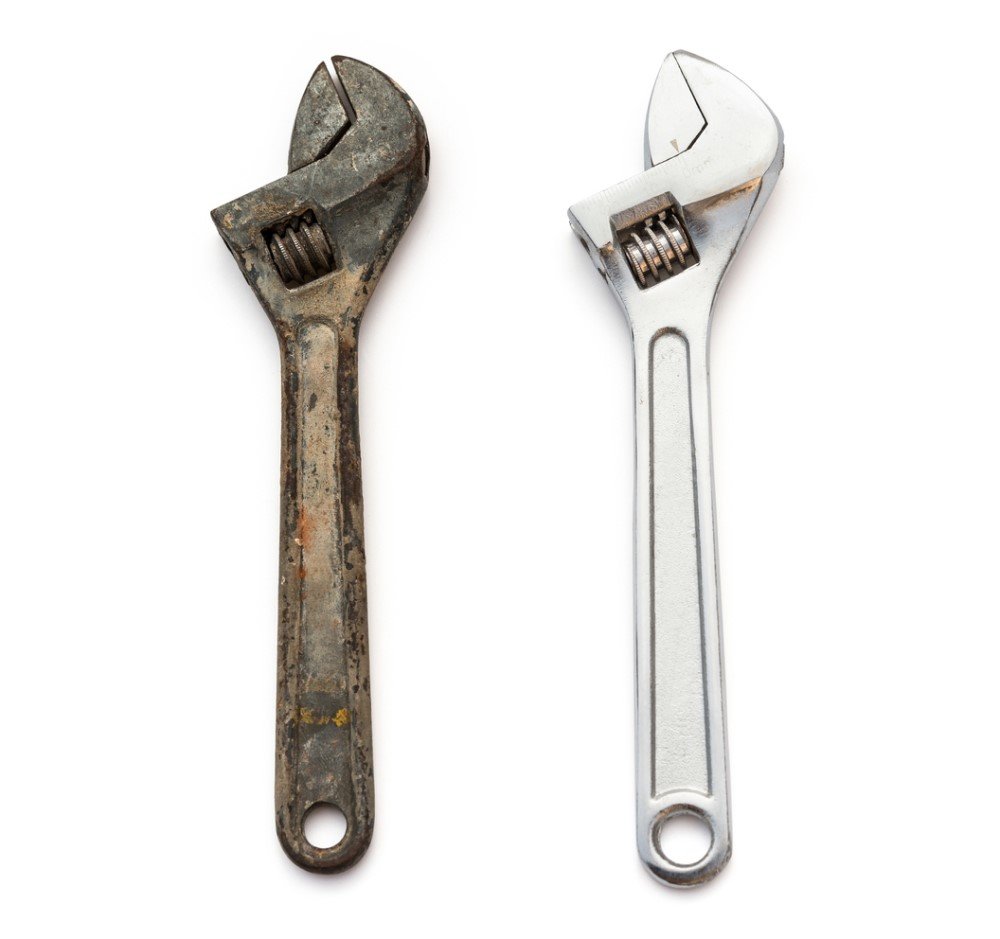 Rusted Tool Before and After Rust Removal