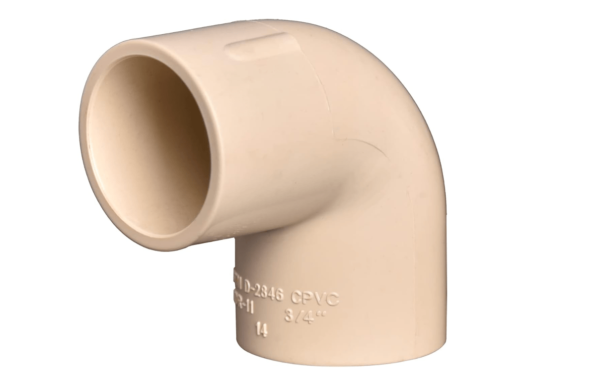 A CPVC pipe joint for plumbing. 