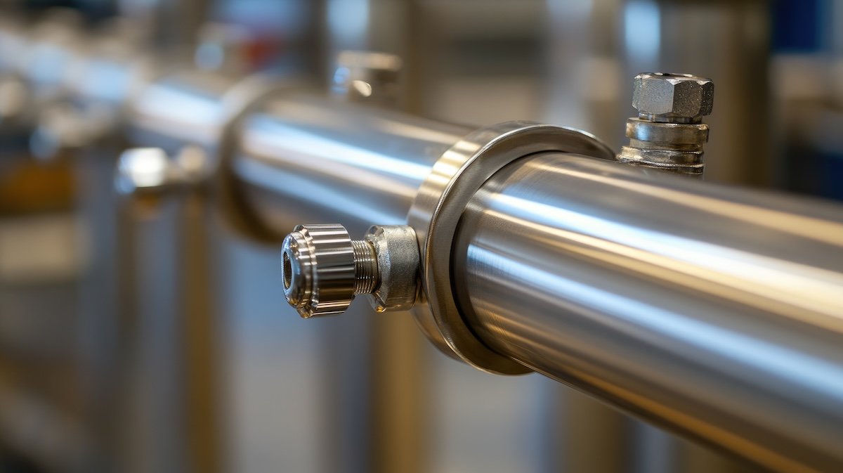 Stainless steel piping being used for plumbing systems.