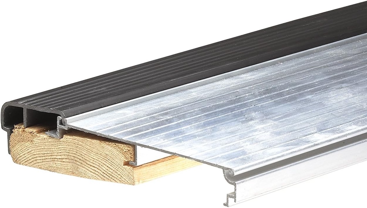 Aluminum Frost King threshold on a white background