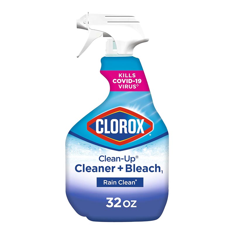 A spray bottle of Clorox Clean-Up Cleaner + Bleach on a white background.